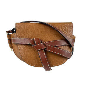 LOEWE Gate Leather Shoulder Bag Brown Leather